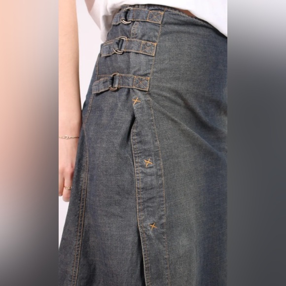 Cop Copine Vintage Y2K Denim Wrap Midi Skirt As Seen On Bella Hadid size Medium - Picture 10 of 16